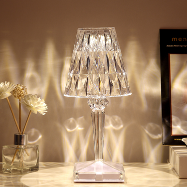 Rose Crystal Table Lamp with USB Charging